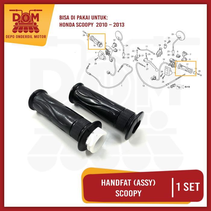 Handfat Assy Scoopy Karbu (PSP) Hanfat Handgrip Karet Pipa Gas Motor Motorcycle Honda Scoopy Old