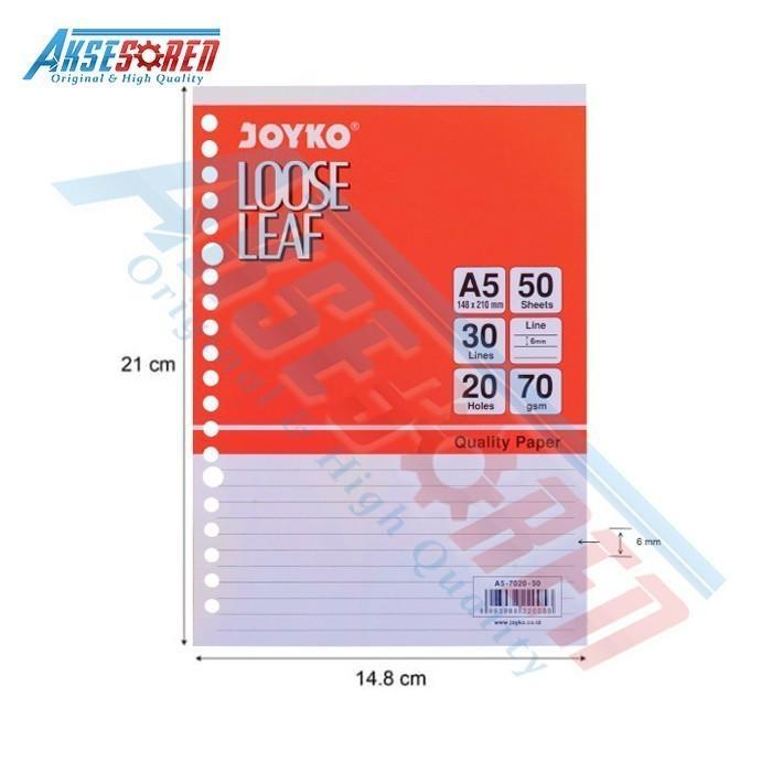 PROMO SPECIAL Kertas Binder Loose Leaf A5-7020-50 Joyko Putih Bergaris [50 Lembar]