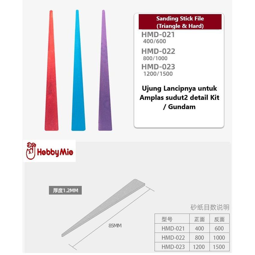 Cuci Gudang Hard Triangle Sanding Stick File Pointed / Durable Amplas Stick - Hobby Mio Sanding