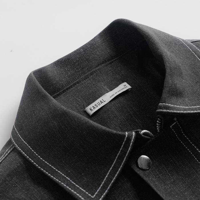 Kasual Black Hitam Work Denim Jaket