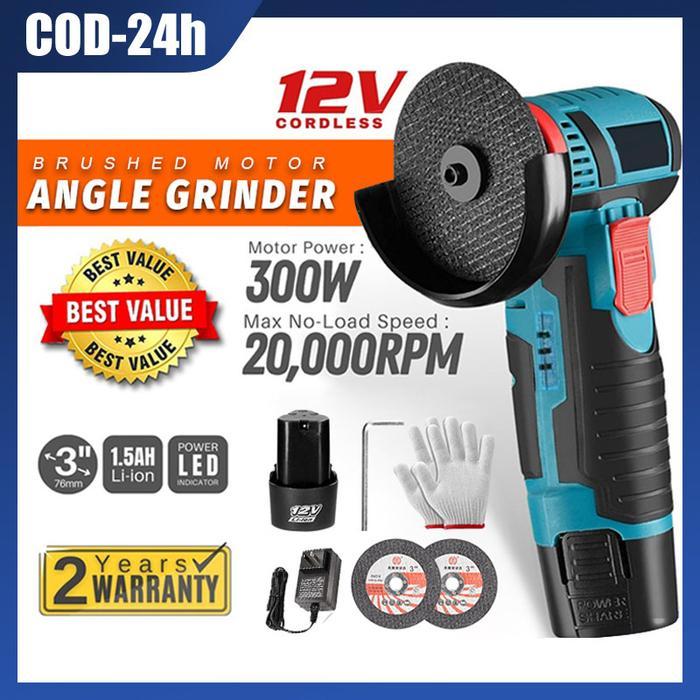 Ironhoof Kit Gerinda Sudut Mini / Gerinda Mini Mesin Gerinda Cordless 12V Angle Grinder Mini Alat