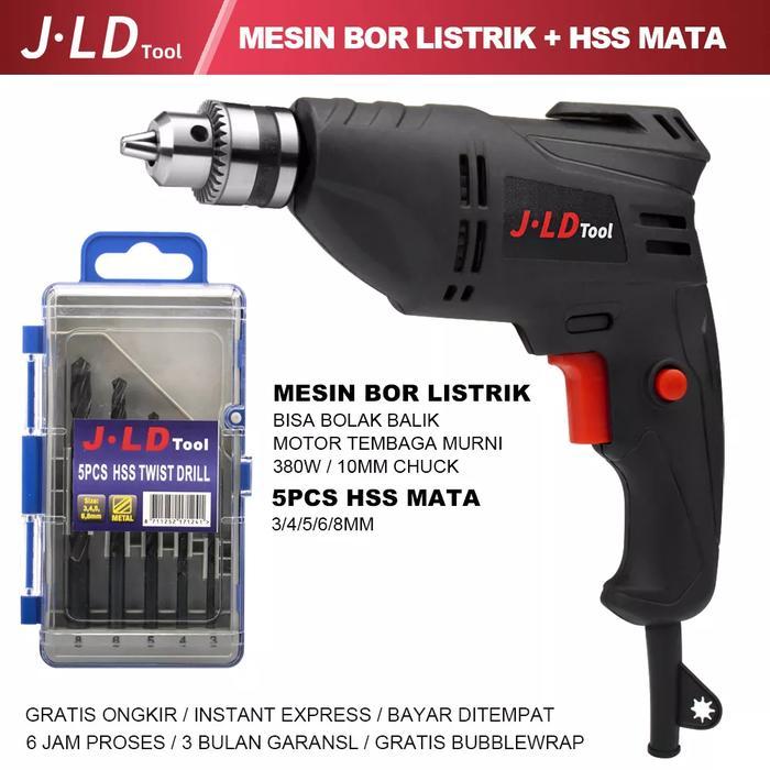 Promo Mesin Bor 10Mm Jld Tools 10-3 Bolak Balik + Mata Bor Besi Hss Jld Set 5 Pcs