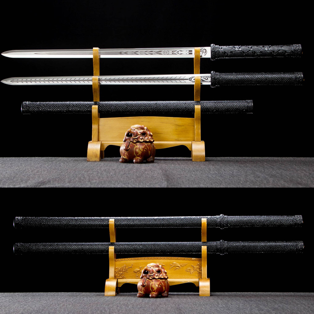 106cm medieval stainless steel Tang Sword Steel Full Tang Training fighting weapon set Two samurai
