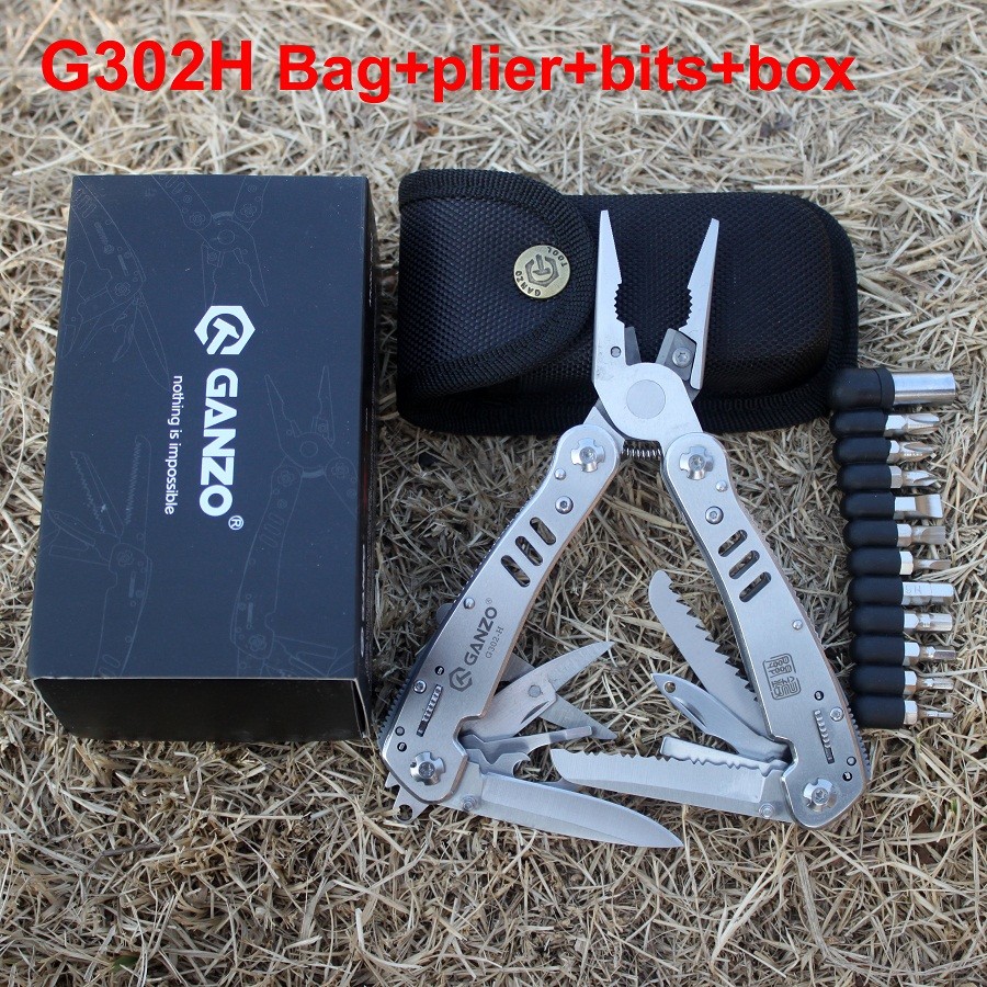 Ganzo G302H Multifunctional Camping Outdoor Multitool Folding Plier With Bits Multi Knife EDC Tools