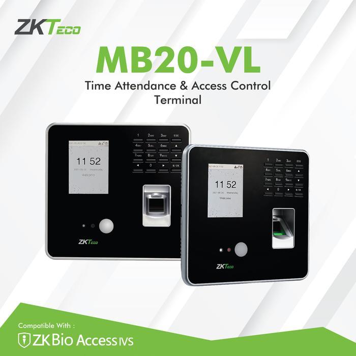 ZKTeco MB20-VL - Mesin Absensi & Akses Kontrol dengan Face Recognition, Sidik Jari, dan Kartu