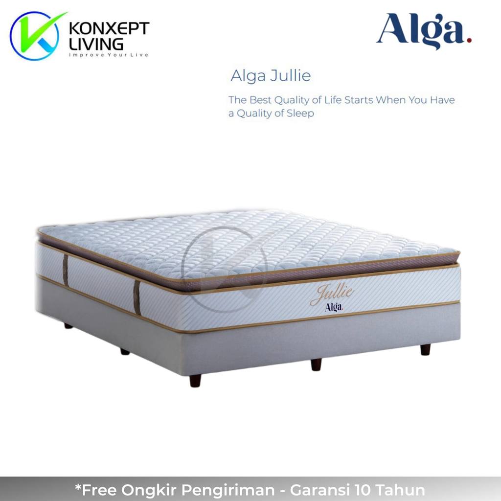 Alga Springbed Jullie Natural Latex Layer Pillow Top Ukuran 160x200 Fullset Tanpa Sandaran