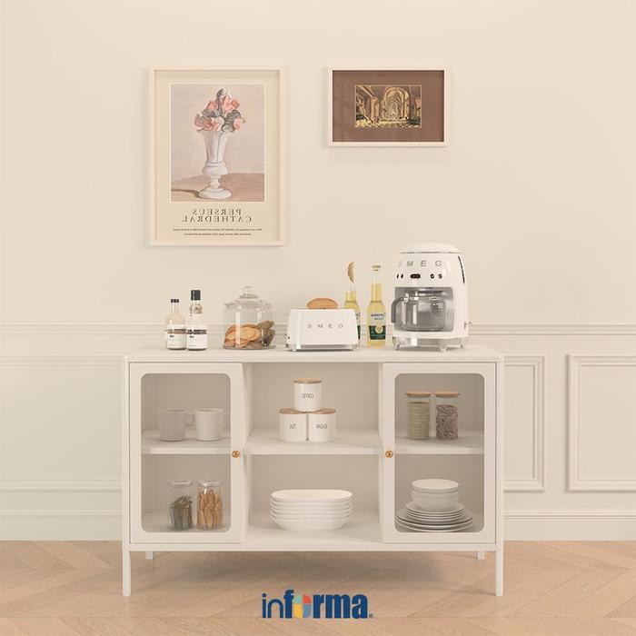 ` Informa Lanvin Kabinet 2 Pintu - Putih Bufet Dapur Rak Piring Tempat Penyimpanan Lemari Dapur
