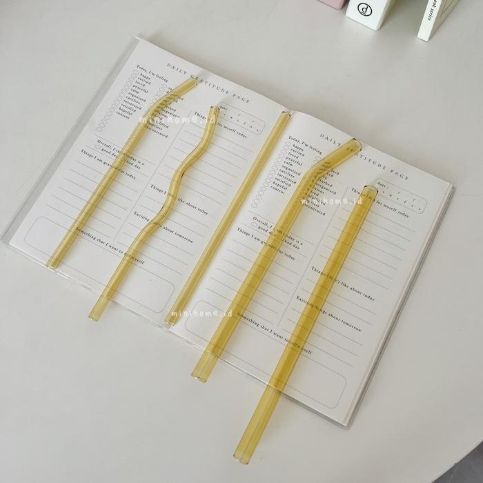 WAVY STRAW SEDOTAN KACA BOROSILICATE BENING TRANSPARAN WARNA