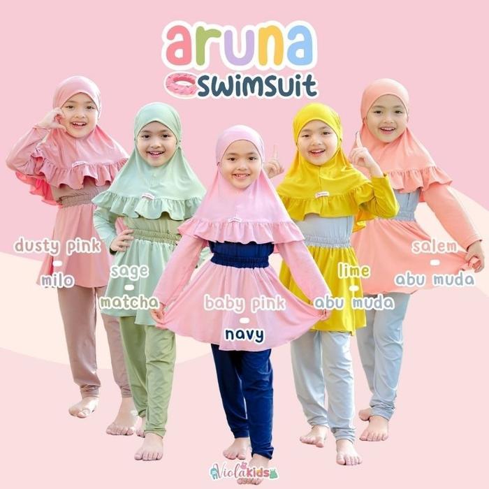 Baju Renang Anak Aruna Set Hijab Swimset Muslimah