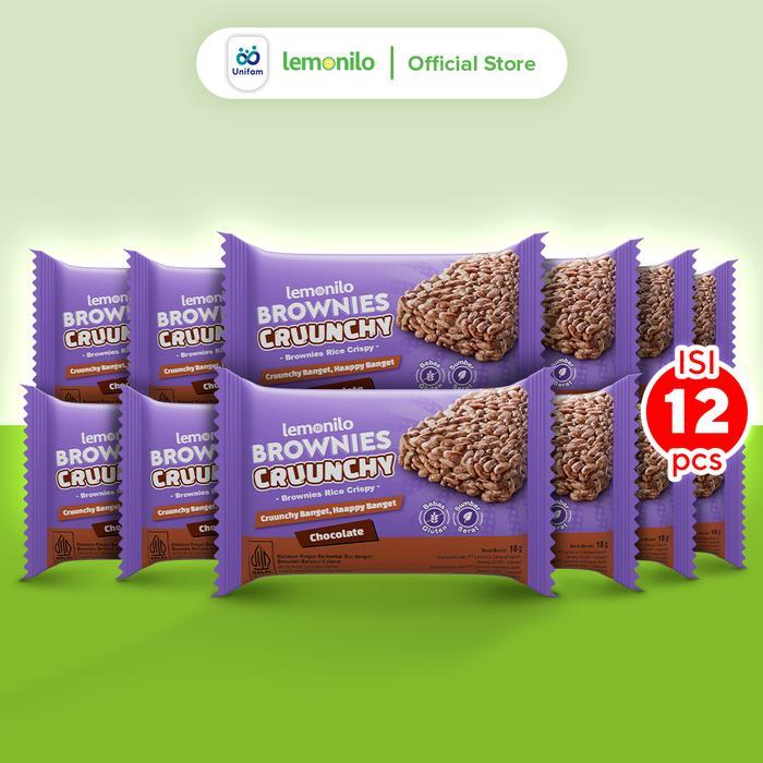 12 Pcs Lemonilo Brownies Crunchy Coklat - Snack Lemonilo Brownies 18 Gr