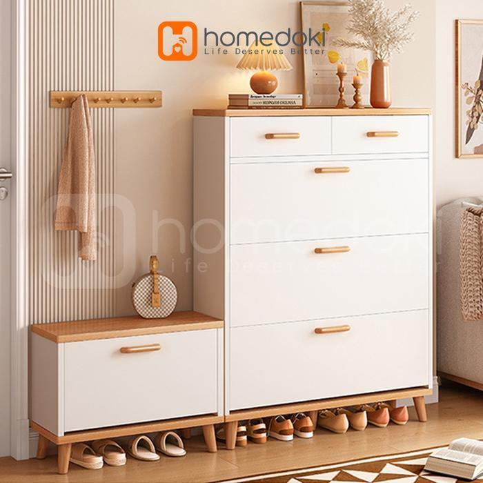Homedoki Rak Sepatu / Lemari Sepatu Kayu / Lemari Kabinet Kayu Minimalis / Rak Sepatu Kayu / Rak
