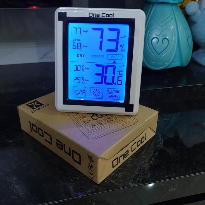 DIGITAL THERMOMETER THERMO HYGROMETER ONE COOL INDOOR TOUCH SCREEN