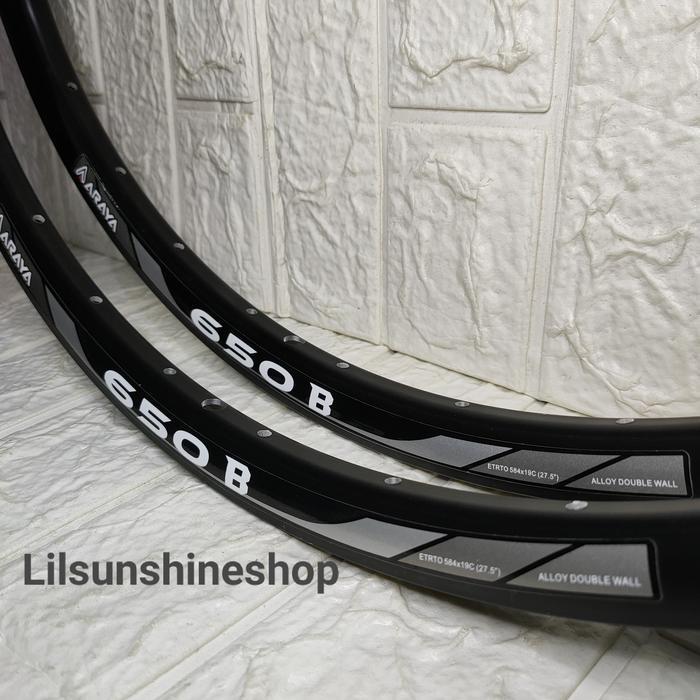 Velg Rims 27.5 ARAYA 650B Rim Lubang 32 Hole ETRTO 584 Disc ke Double Wall Valve AV Jumlah SEPASANG