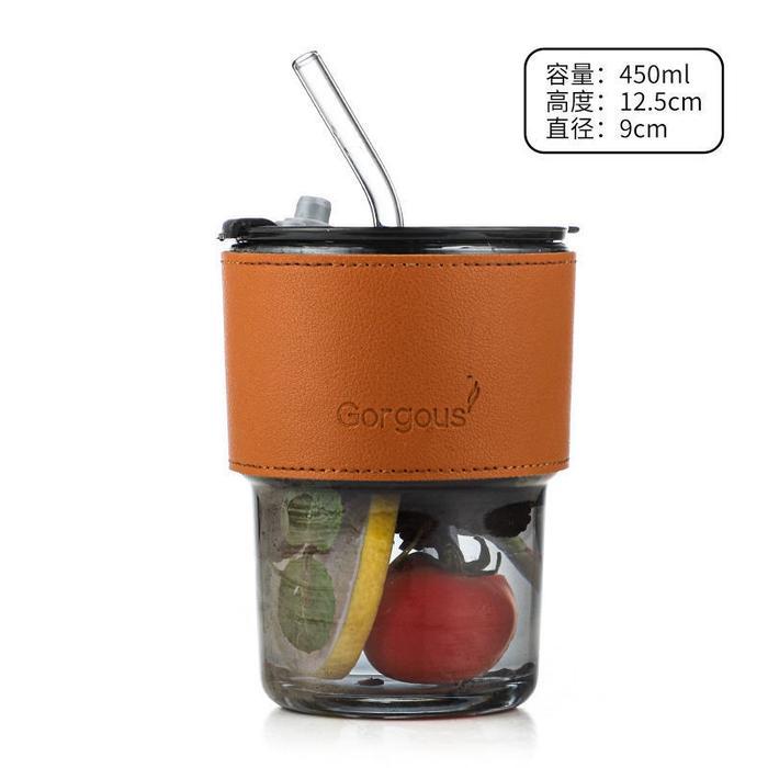 ID OS TUMBLER MINUM AESTHETIC / BOTOL SEDOTAN KACA VINTAGE 2IN1