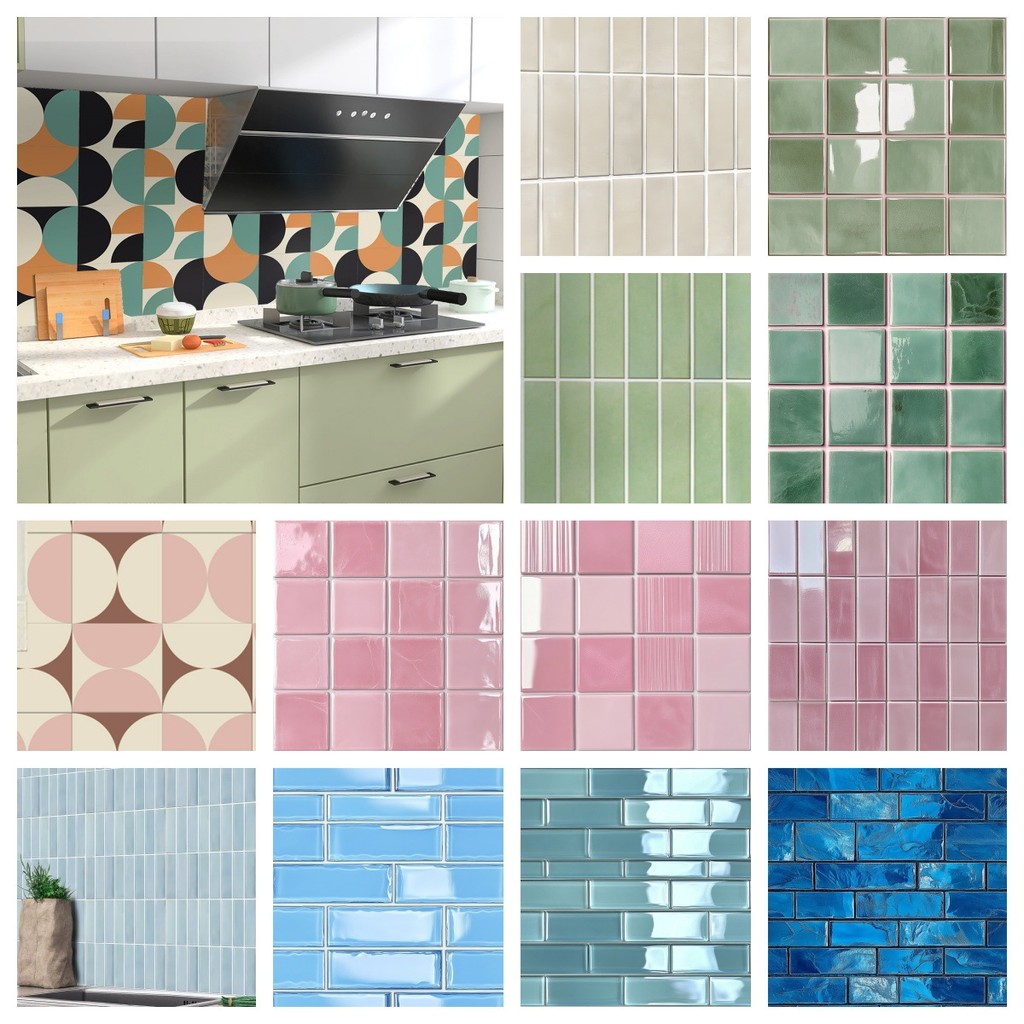 Stiker Dinding PVC Lantai Dapur Kamar Mandi Anti Air Minyak Lembab Perkotaan Motif Marmer Stripes 30