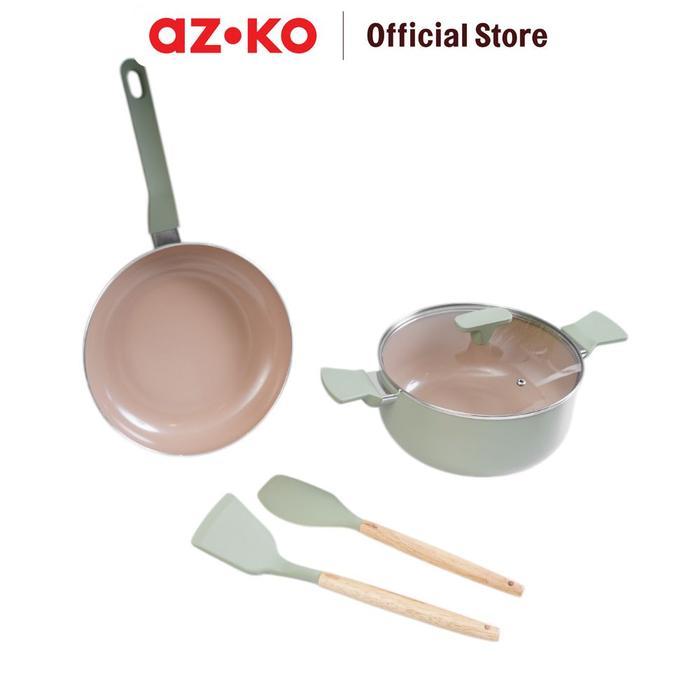 Azko Culinart Set 4 Pcs Perlengkapan Masak - Hijau Cookware Set Set Wajan Peralatan Masak Kitchen