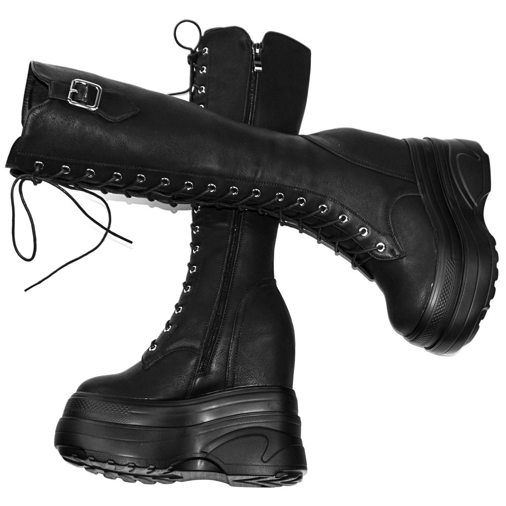 Winter Pumps Plus Size 45 Shoes Women Big Size 46 47 Genuine Leather Wedges High Heel Knee High Snow