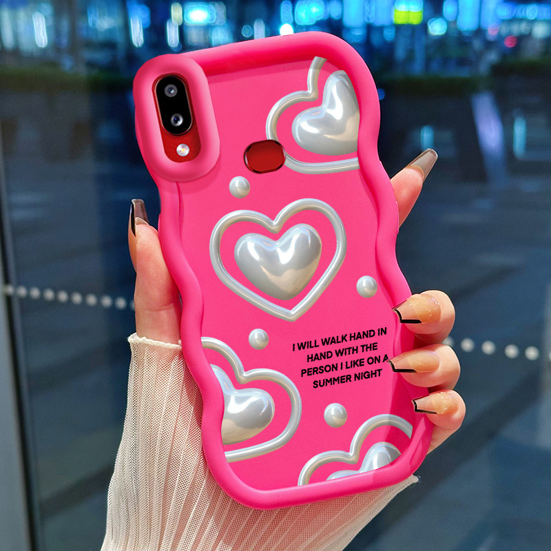 Casing Hp Untuk Samsung A10s M01s Case Hati Perak Cesing Polos Kasing Macaron gelombang Kesing Silik