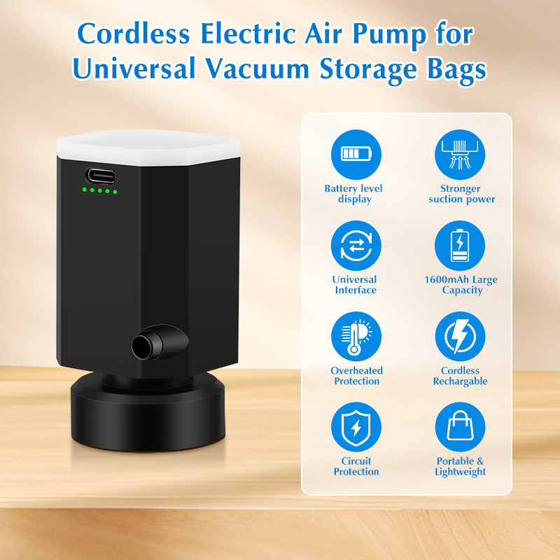 IMPORT Universal Cordless Electric Pump for Vacuum Storage Bag,Rechargeable Wireless Pump for
