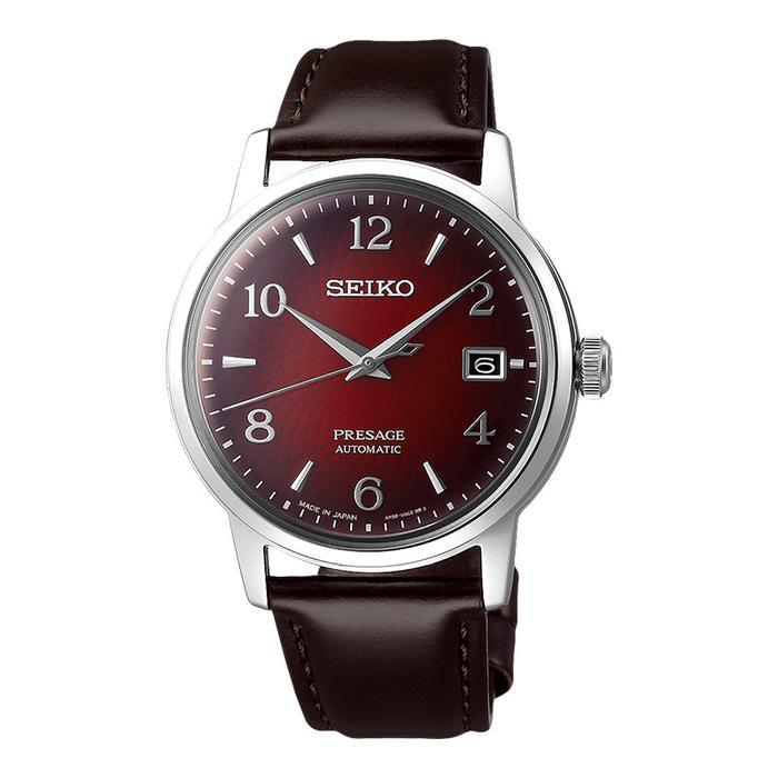 PROMO BESAR Seiko Presage SRPE41J1 Cocktail Negroni Red Dial Brown Leather Strap