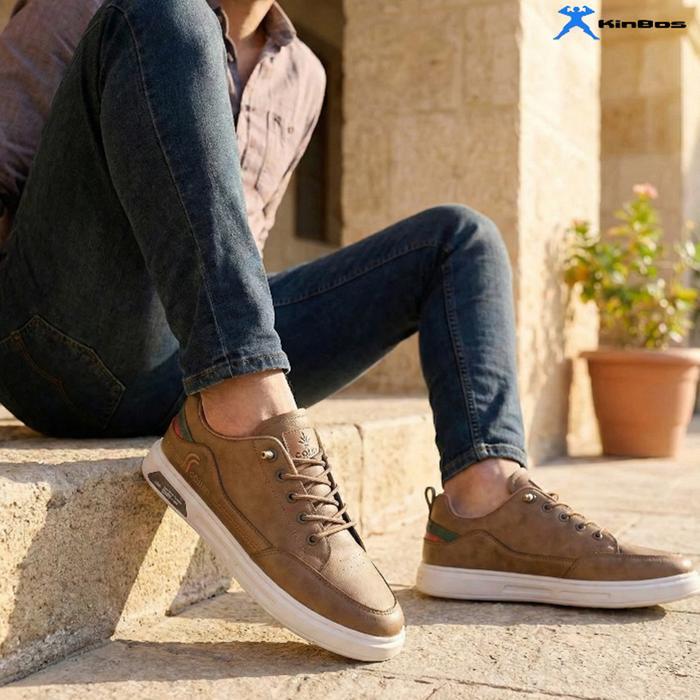COLLIN Sepatu Sneakers Kulit Pria Tali Mati Casual List Putih FSN1901 #gratisongkir