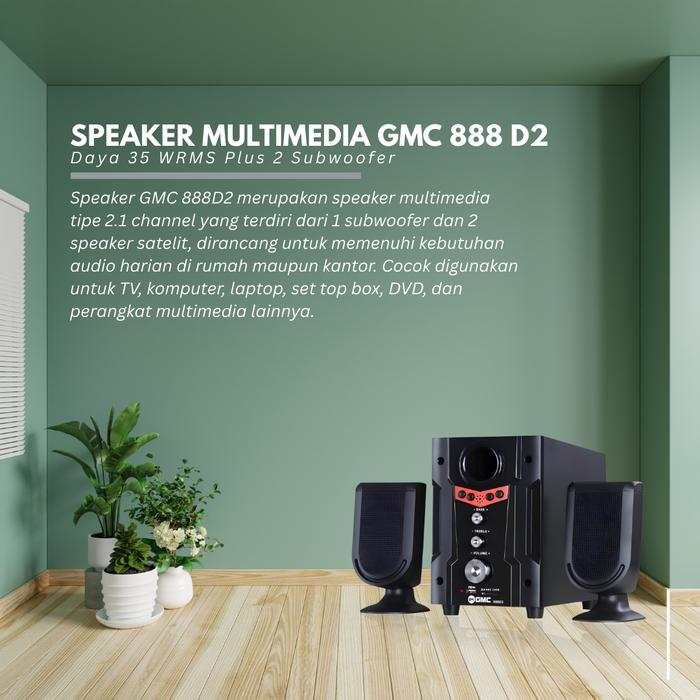 Speaker Bluetooth Super Bass GMC-888D2 Speaker Aktif Portable Full Bass Dual Speaker TWS Speaker