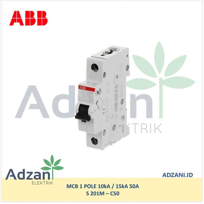 Abb Mcb 1P 50A 10Ka 15Ka S201M-C50 2Cds271001R0504 S 201 M Premium