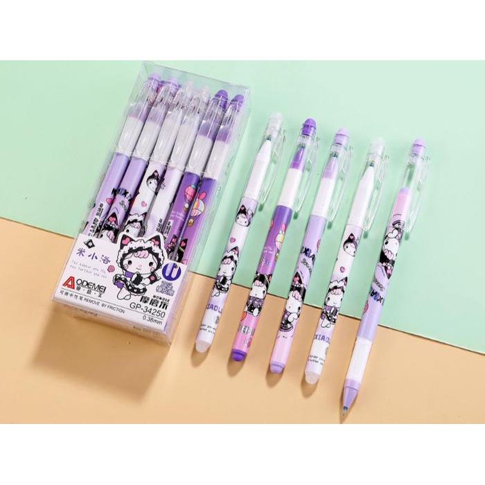 "New" (12pc) pen gel bisa dihapus / pulpen erasable / bolpen hapus lucu fancy ODEMEI