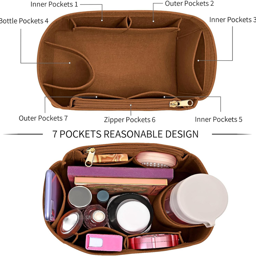 Felt Insert Bag Organizer for LV Speedy 25 30 35 Flap Handbag Inner Bag Makeup Travel Purse Storage