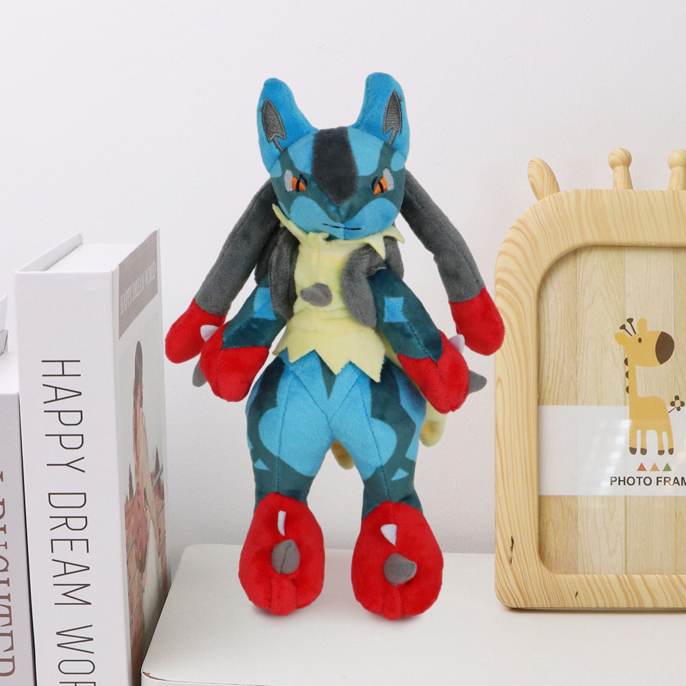 Pokemon Lucario Riolu Plush Toy Shiny Yellow Lucario Soft Stuffed Doll Super Mega Lucario Evolution