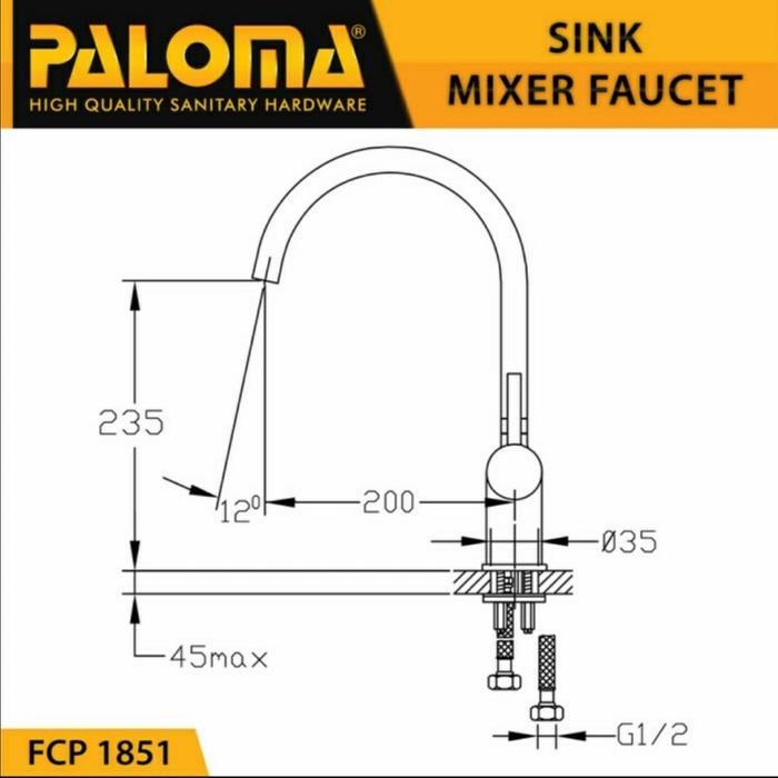 Keran Sink Kran Cuci Piring Dapur Kran Air PALOMA FCP 1851