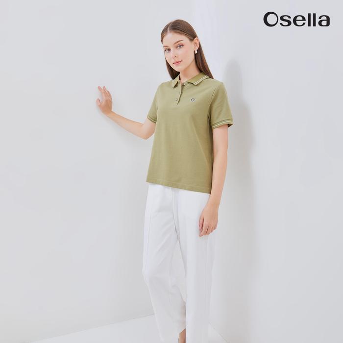 Osella Floral Embroidery Icon Polo Top 21225001 Atasan Polo Wanita Lengan Pendek