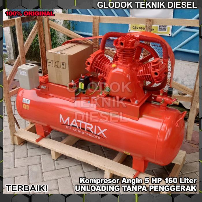 Matrix Kompresor Angin 5 HP 160 Liter + Engine Penggerak Diesel Solar / Dinamo Listrik MTX-3080 Air 