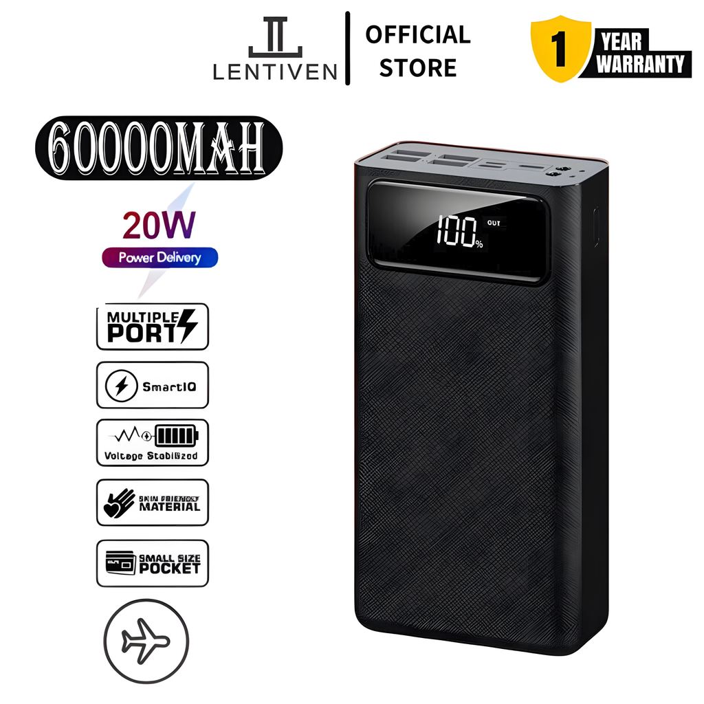 Lentiven Powerbank 60000Mah 4 Usb Fast Charging