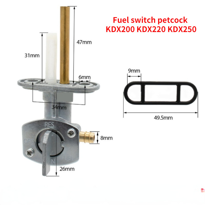 For Kawasaki KDX200 KDX220 KDX250 Fuel Cock Tank Gas Faucet Petrol