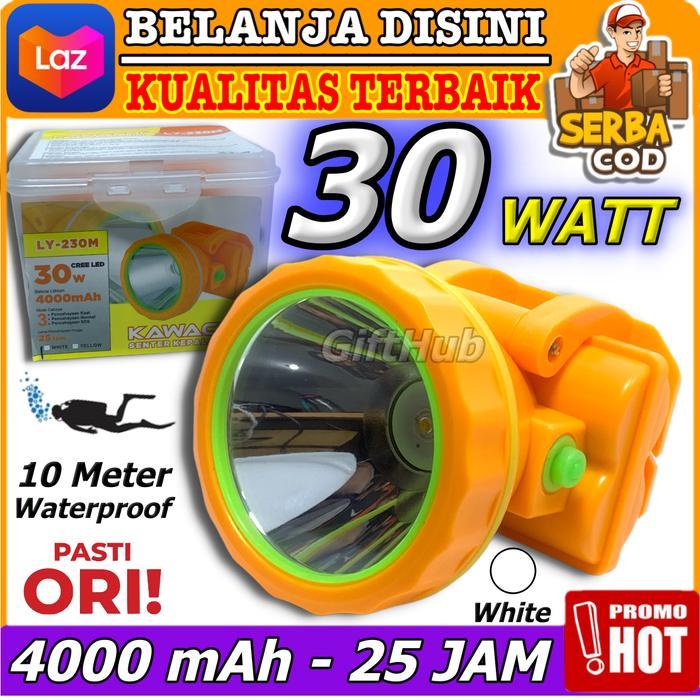 Kawachi Senter Kepala Mini 30watt LY-230M Original LED Super Terang WaterProof 30W 30 Watt CREE LED