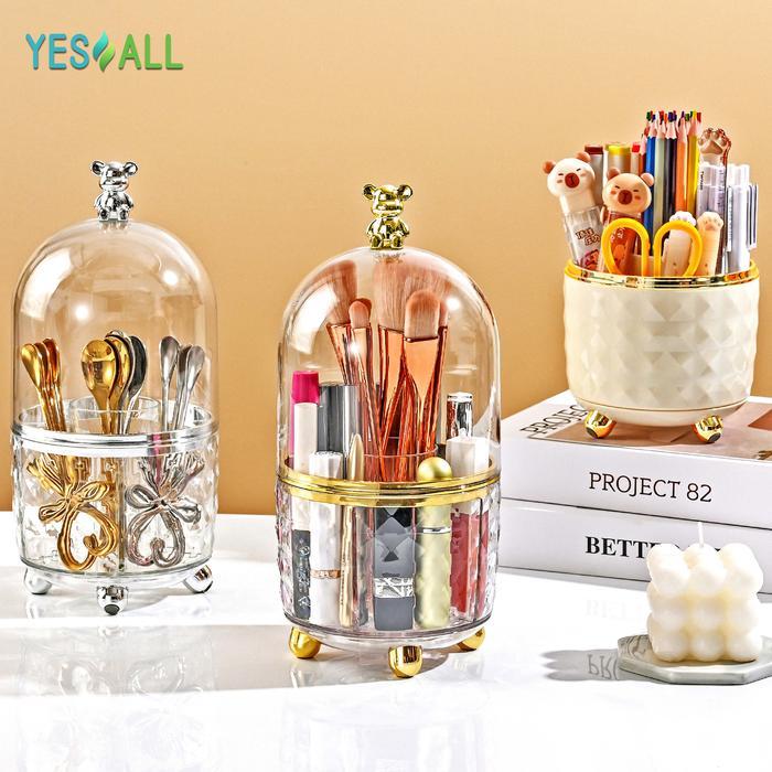 Yesall Rak Makeup Kosmetik Crystal Transparan Aesthetic Rak Kosmetik Putar 360 Derajat Aesthetic