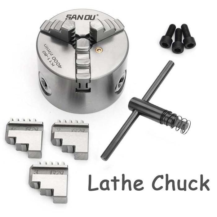 1set Chuck Mesin Bubut Chuk Bubut Chuck Bubut Cekam Mesin Bubut Cuk Bubut 3 Jaw Claw Bubut Cekam