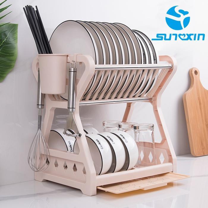Sunxin - Rak Piring 2 Susun Plastik -2115/ Rak piring Dapur Baskom