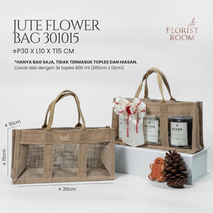 Jute Flower Bag 301015 - Tas Hampers - Jute Bag -Florist room Goodie Bag