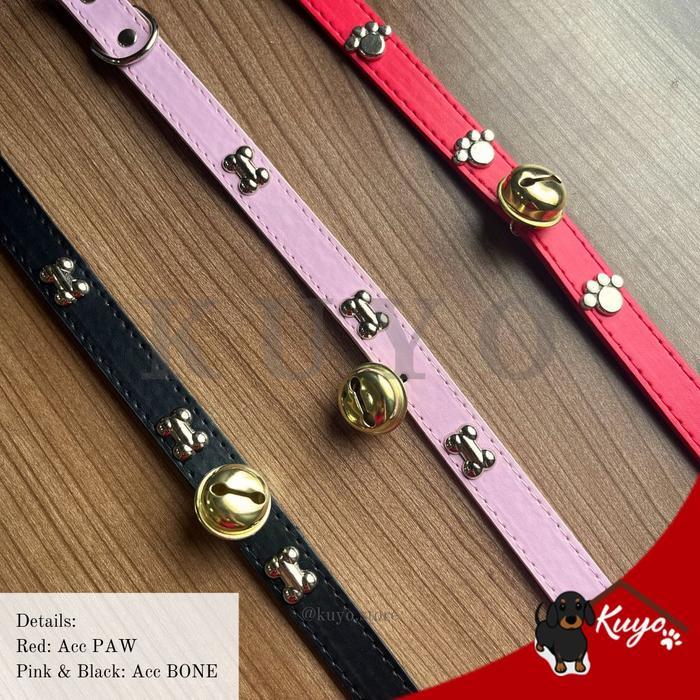Promo Tali Kalung Lonceng Besar Leher Anjing Kucing Lebar Kulit - Pet Cat Dog Necklace Wide Leash