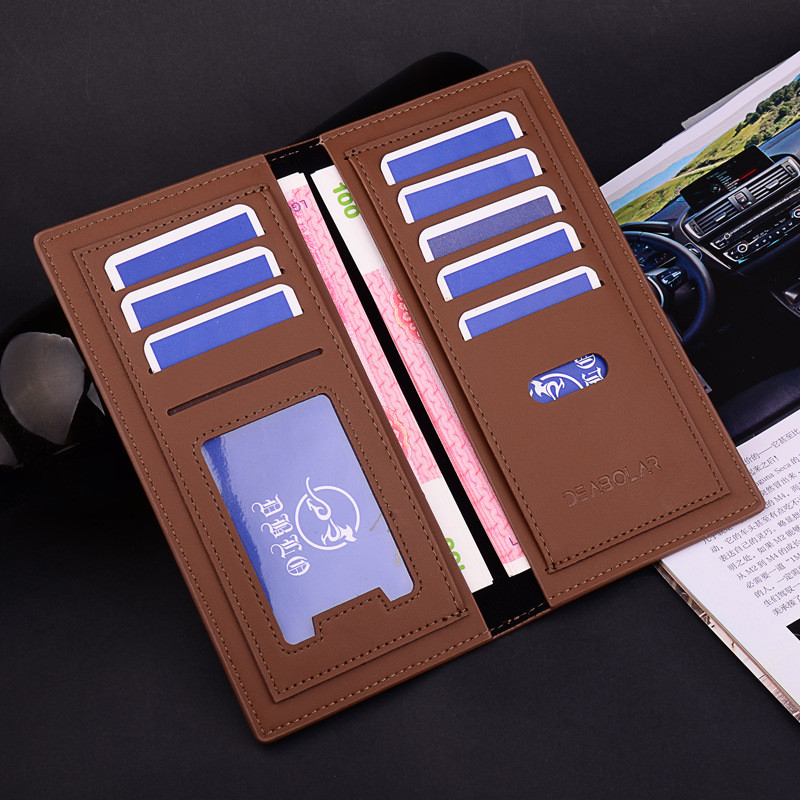 Wallet Long Bussiness Card Holder Hasp Wallet Aluminum Metal Credit PU Leather Purse Checkbook Mini