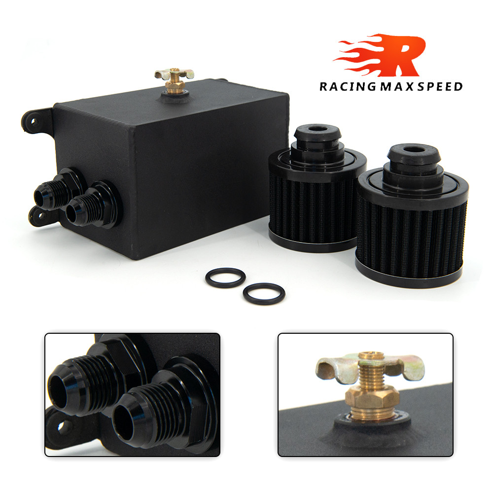 ALUMINUM UNIVERSAL RACING AN10 OIL CATCH TANK CAN TURBO RESERVOIR CATCH OIL CATCH CAN BREATHER TANK