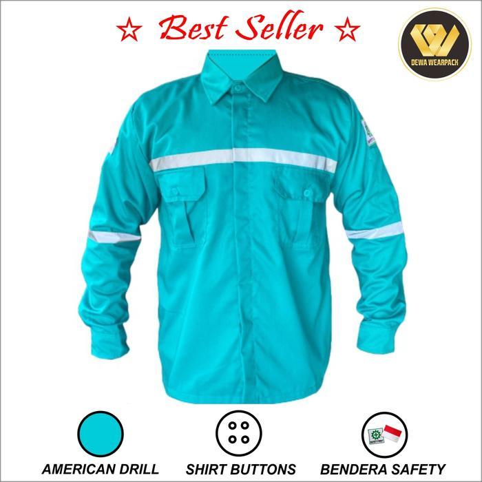 Wearpack safety kemeja atasan baju proyek / mekanik model kancing