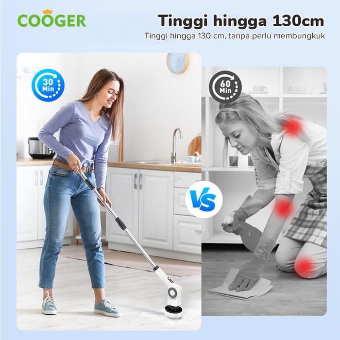 Cooger Sikat Pembersih Elektrik 8In1 Sikat Lantai Sikat Toilet Anti Air Pembersih Elektrik Lantai