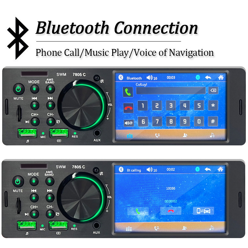 . Hippcron Car Radio 1 Din 4.1 Touch Screen Bluetooth Stereo Mp5 -
