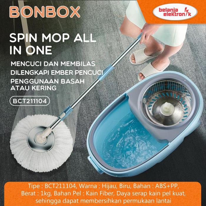 NEW PRODUK BONBOX SPIN MOP ALAT PEL LANTAI 2IN1 PERASAN EMBER PUTAR BCT 211104 THANKYOU & HAPPY
