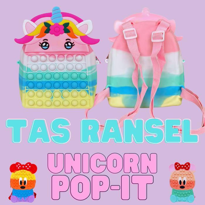 ASLI Tas Ransel Pop It Anak Unicorn Pony Motif Karakter Impor Lucu READY STOCK