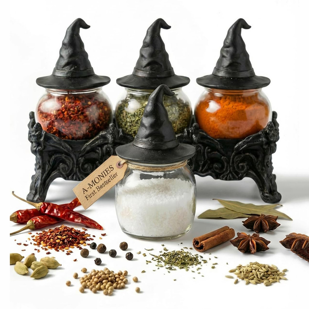 Handcrafted Witchy Apothecary Spice Jars Clear Seasoning Jars 3pcs Witch Spice Jar Set Spice