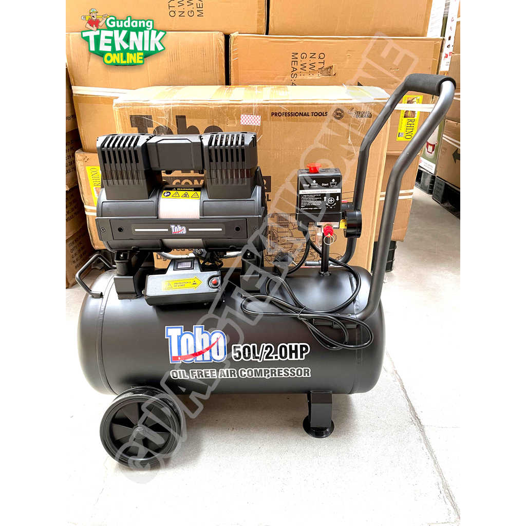Kompresor Angin OILESS 50L TOHO 2HP 1300W Listrik / Air Compressor Udara Silent Oilless Listrik  Com